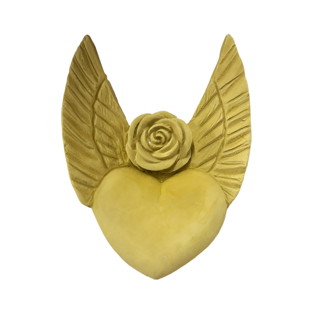 Corazón flor alas arriba grande