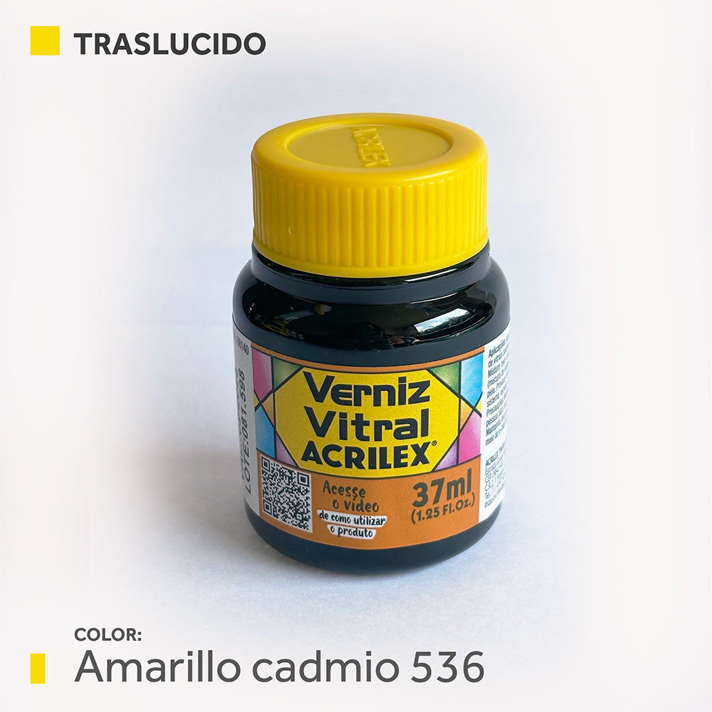 Barniz Vitral (traslucida) 37ml.- AMARILLO CADMIO 536