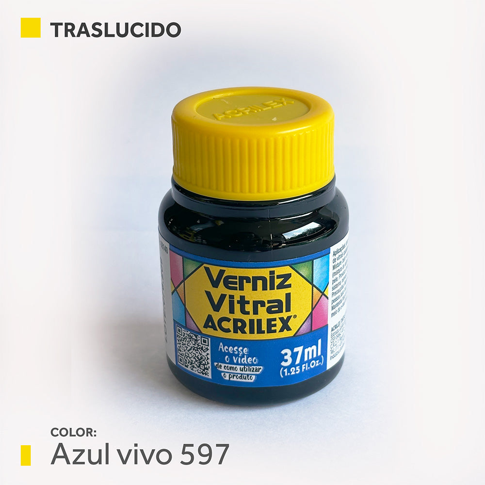 Barniz Vitral (traslucida) 37ml.- AZUL VIVO 597
