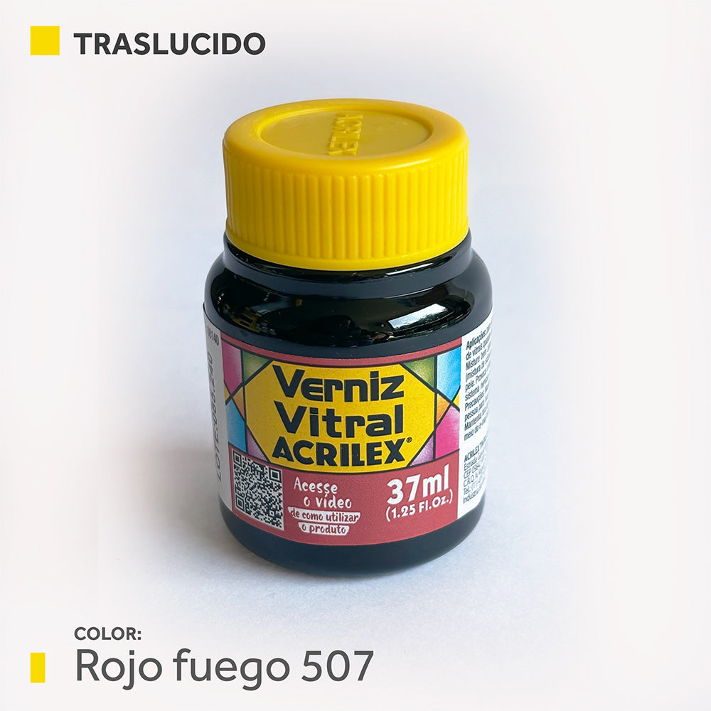 Barniz Vitral (traslucida) 37ml.- ROJO FUEGO 507