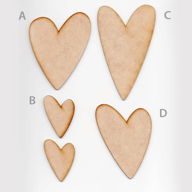 Mix 5 Corazones Asimétricos (diferentes tamaños)