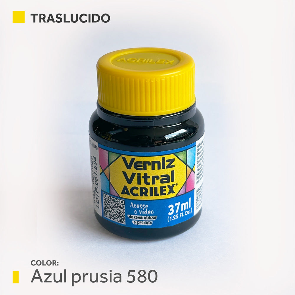Barniz Vitral (traslucida) 37ml.- AZUL PRUSIA 580