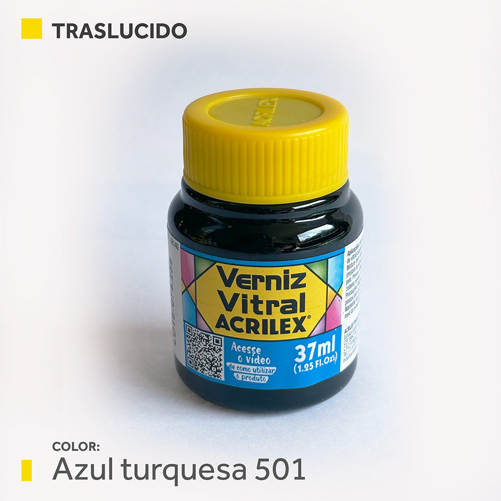Barniz Vitral (traslucida) 37ml.- AZUL turquesa 501