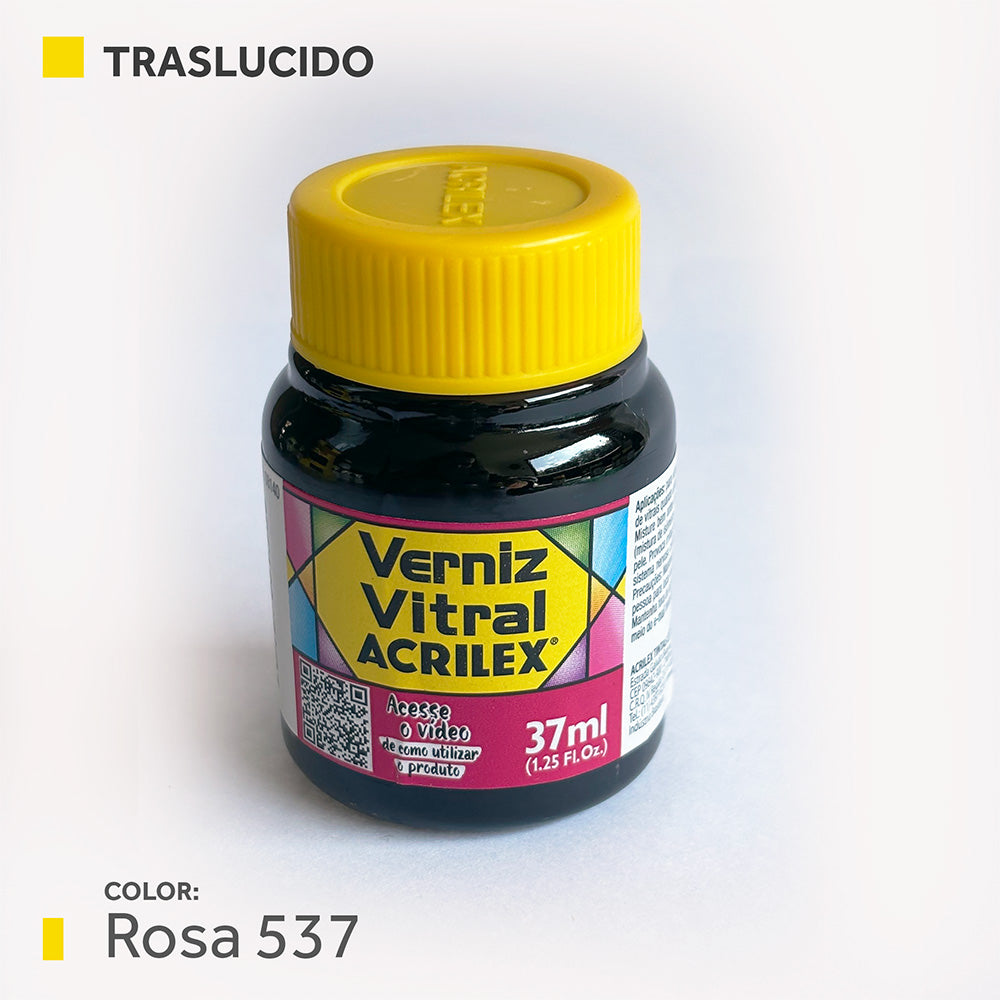 Barniz Vitral (traslucida) 37ml.- ROSA 537