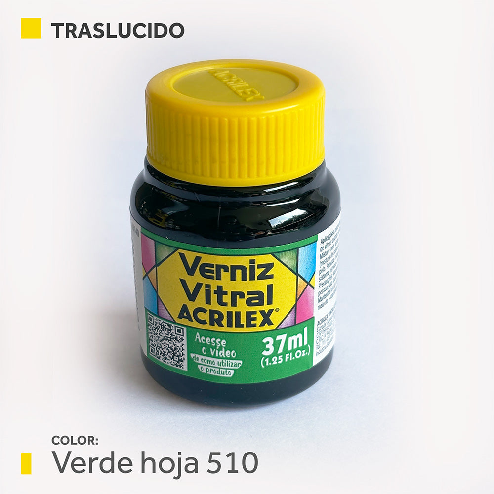 Barniz Vitral (traslucida) 37ml.- VERDE HOJA 510