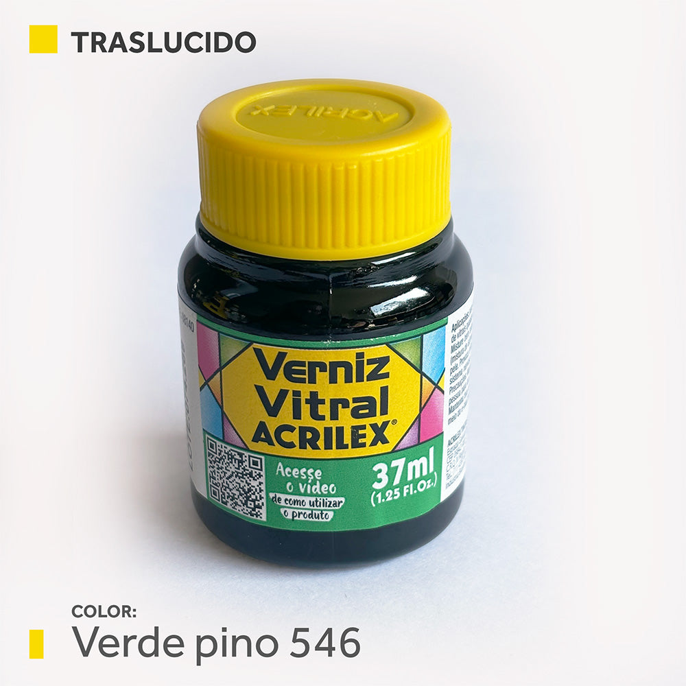 Pintura Esmalte Vitral (cubriente) 37ml.- VERDE PINO 546
