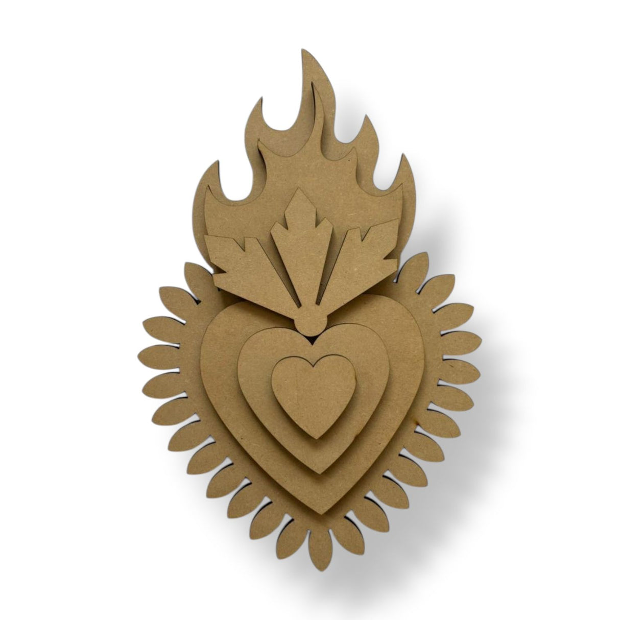 Corazón en capas MDF 0,5mm: Fuego Grande - CAP001