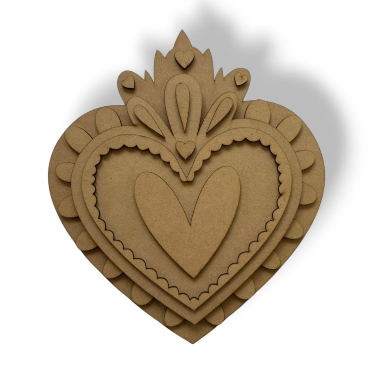 Corazón en capas MDF 0,5mm - Corona corazones - CAP006