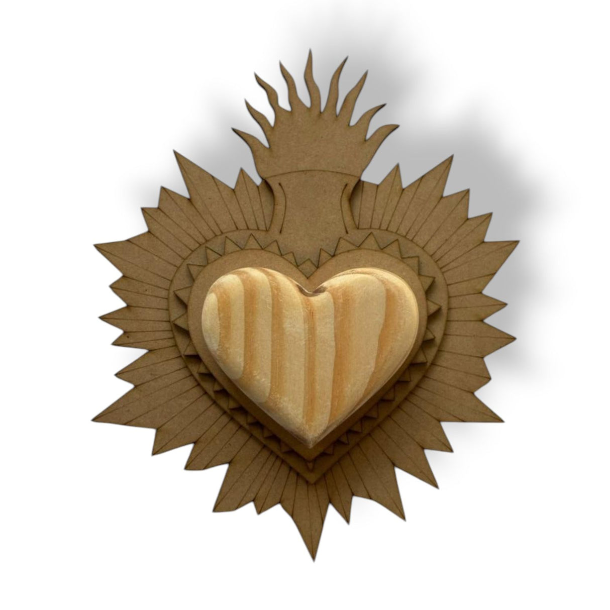 Corazón en capas MDF y pino - Milagritos - CAP009