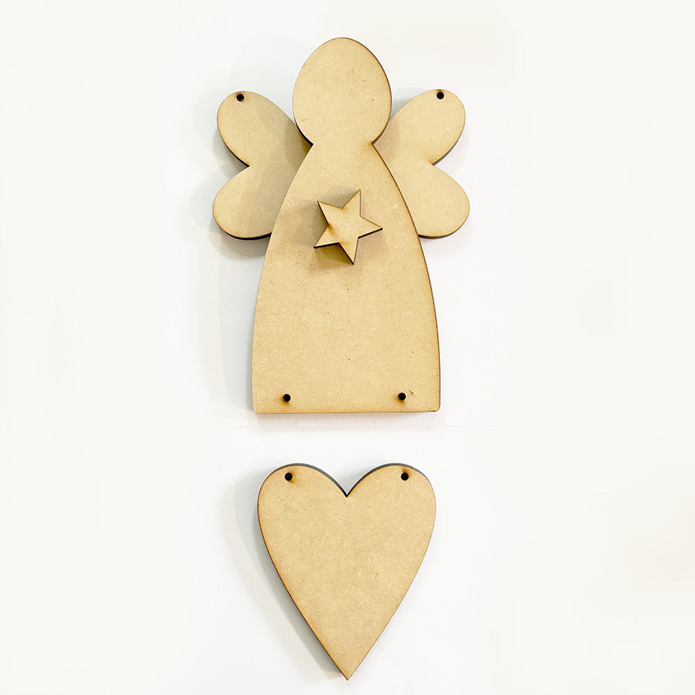 Angel colgante con corazon - MDF Capas - CAP032