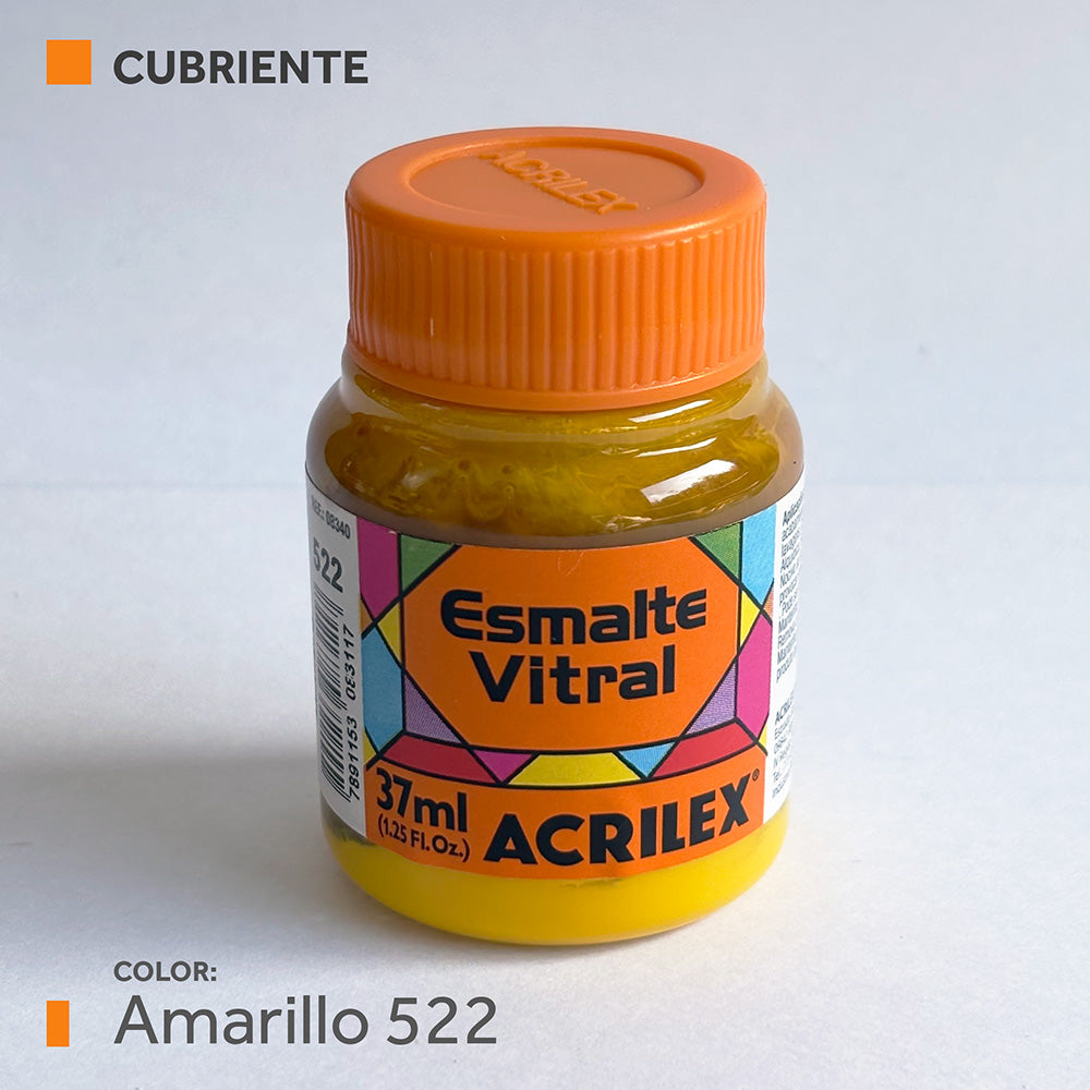 Pintura Esmalte Vitral (cubriente) 37ml.- AMARILLO 522