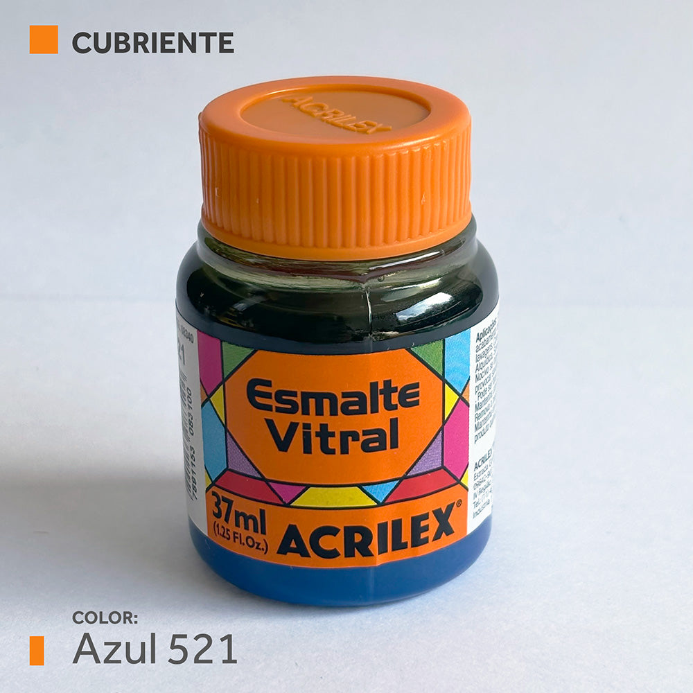 Pintura Esmalte Vitral (cubriente) 37ml.- AZUL 521