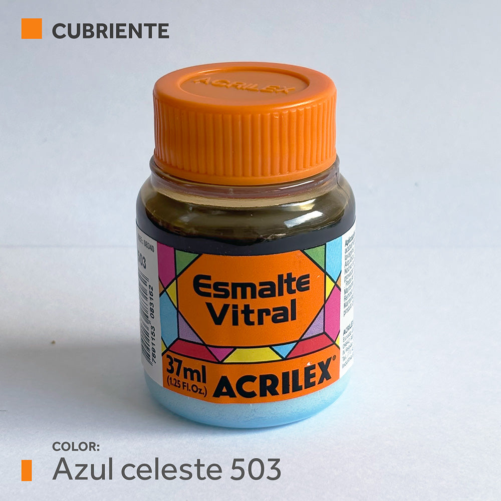 Pintura Esmalte Vitral (cubriente) 37ml.- AZUL CELESTE 503