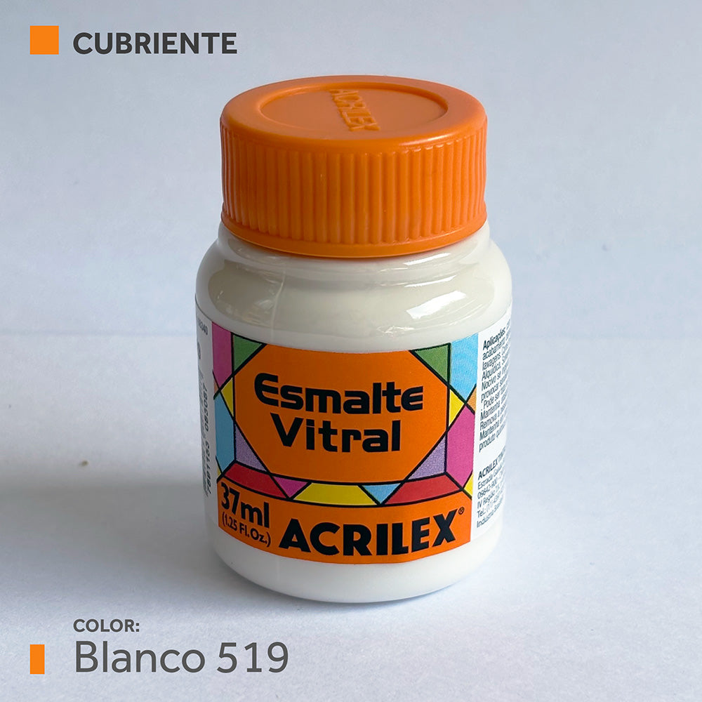 Pintura Esmalte Vitral (cubriente) 37ml.- BLANCO 519