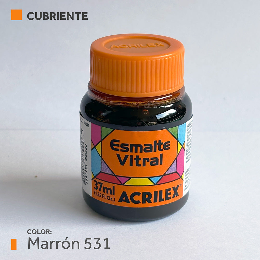 Pintura Esmalte Vitral (cubriente) 37ml.- MARRÓN 531