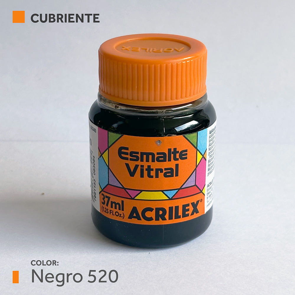 Pintura Esmalte Vitral (cubriente) 37ml.- NEGRO 520