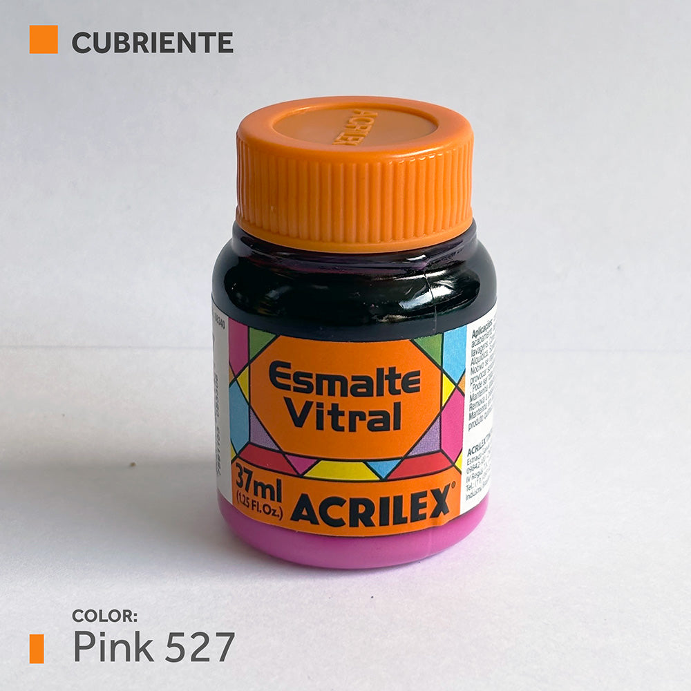 Pintura Esmalte Vitral (cubriente) 37ml.- PINK 527