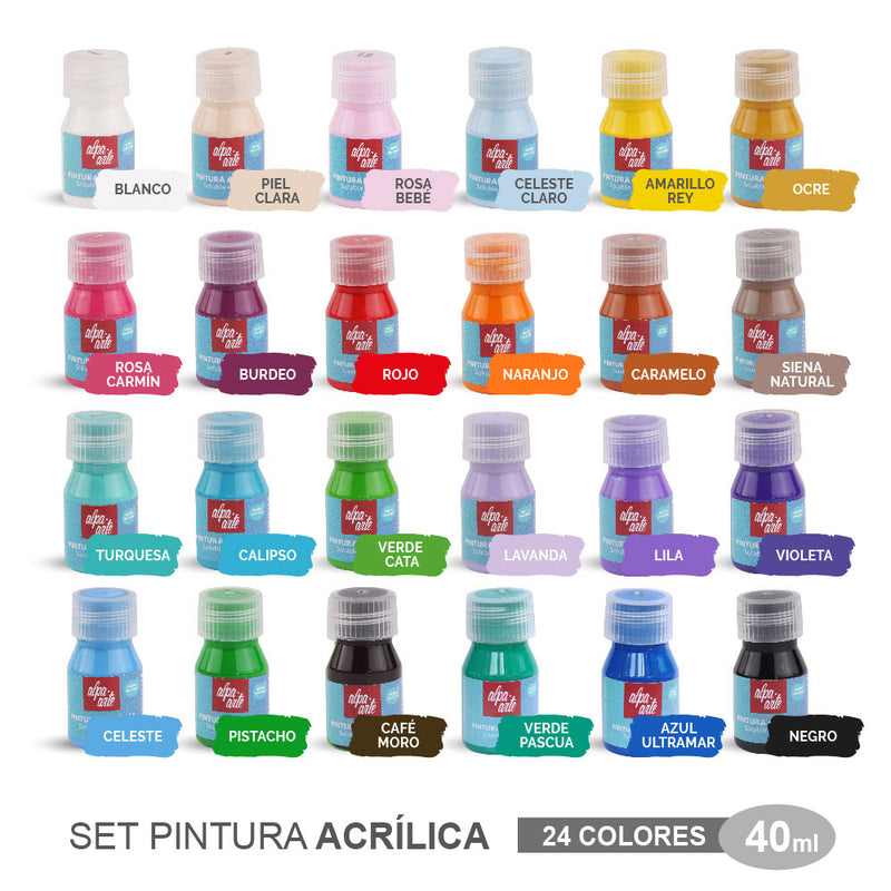 Set de Pinturas Acrílicas 40 ml (24 colores)
