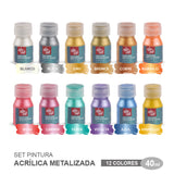 Set de Pinturas Metalizadas 40 ml (12 colores)