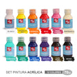 Set de 12 Colores de Pintura Acrilica Alpa Arte. Ideal para Yeso, Madera, Impresionnes 3D, aerografo, etc.