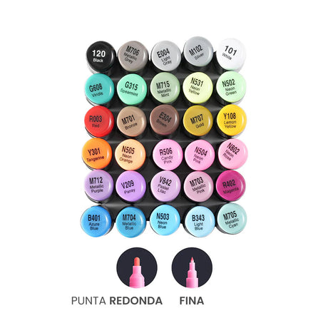Marcador Acrílico OHUHU punta fina y redonda - 30 colores