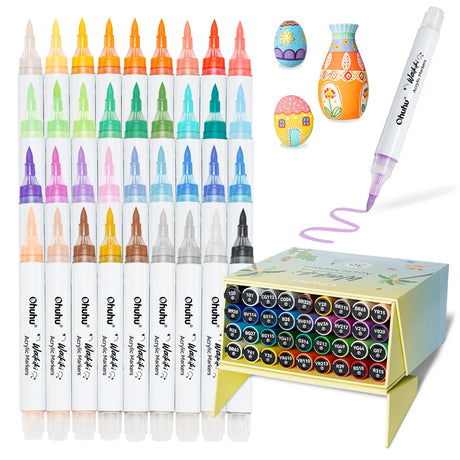 Marcador Acrílico OHUHU Waikiki punta pincel - Set 36 colores
