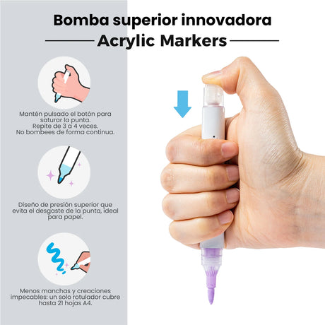 Marcador Acrílico OHUHU Waikiki punta pincel - Set 36 colores