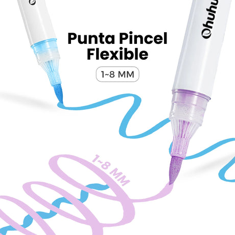 Marcador Acrílico OHUHU Waikiki punta pincel - Set 36 colores