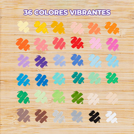 Marcador Acrílico OHUHU Waikiki punta pincel - Set 36 colores