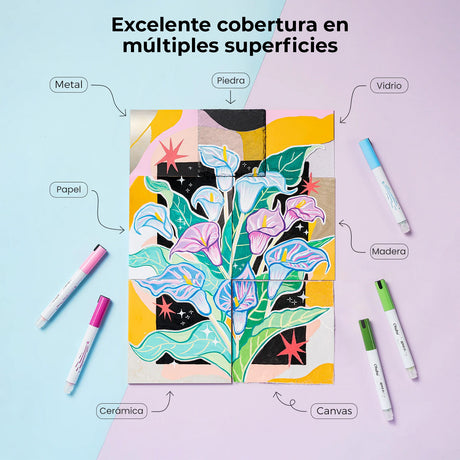 Marcador Acrílico OHUHU Waikiki punta pincel - Set 36 colores